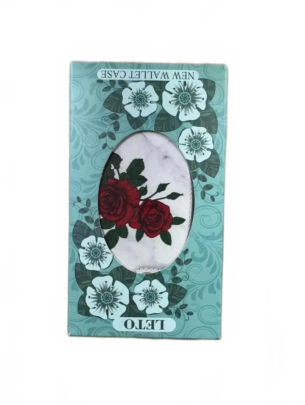 LETO Wallet Phone Case with Red Rose Design and Card Slots